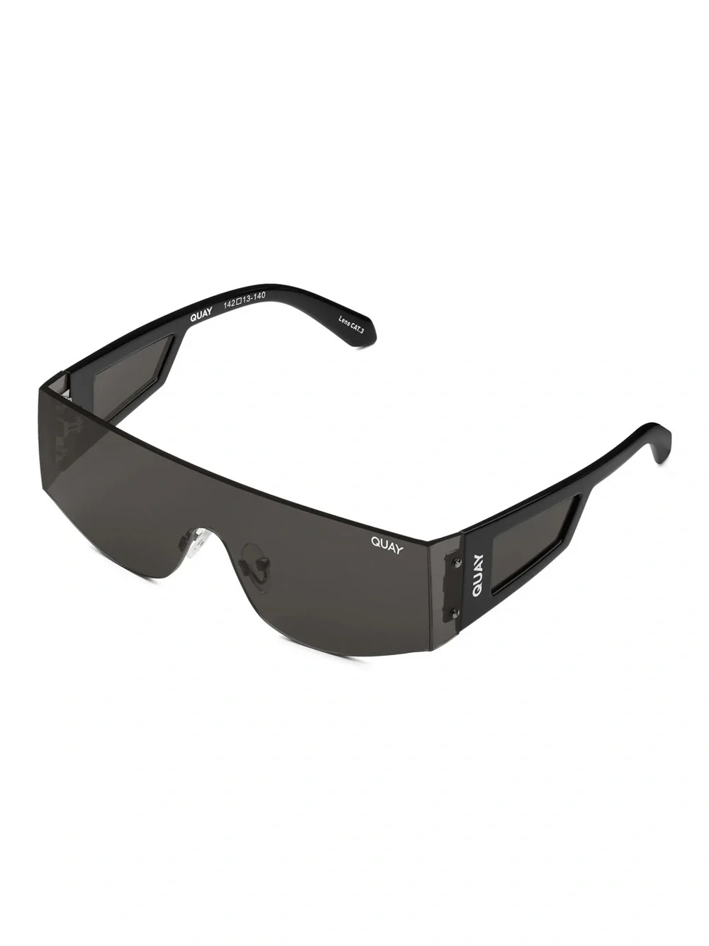 NWT! QUAY New Wave Shield Sunglasses Black Frame / Black Lens